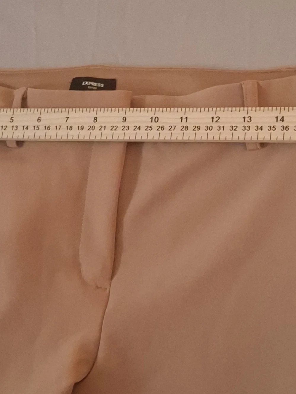 Express Women’s Beige Solid Editor Dress Pants Bootcut Mid Rise Stretch 12R - Picture 7 of 8